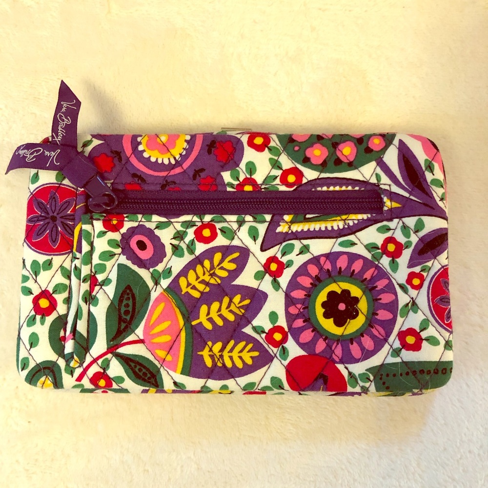 Vera Bradley snap wallet in bright floral print.
